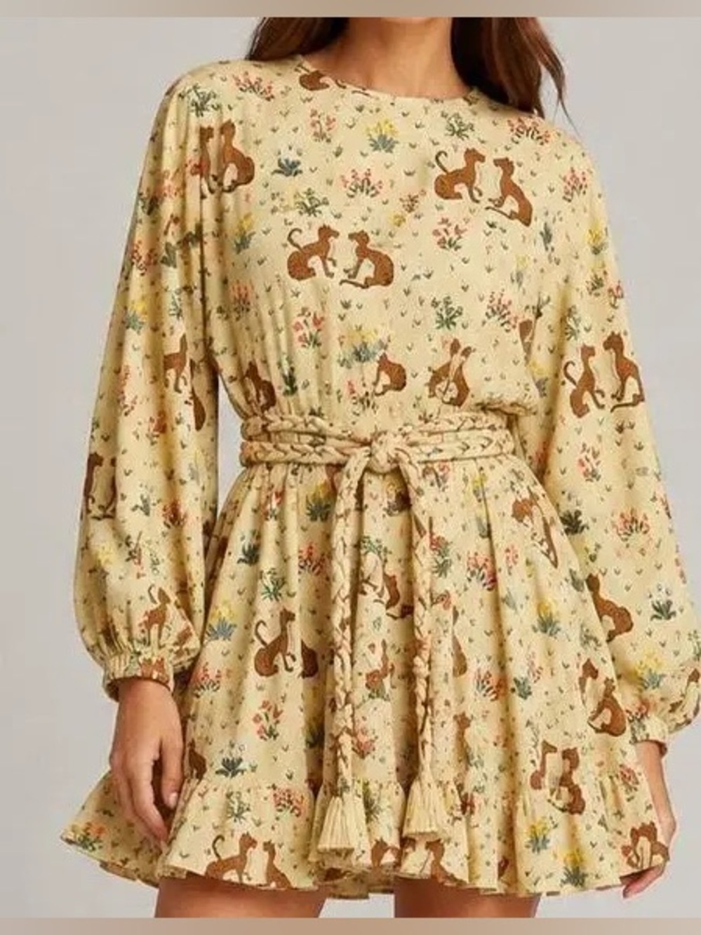 RHODE Ella Minidress Yellow Safari Print Size Small